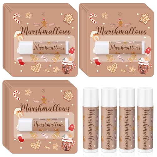 24 Pcs Hot Cocoa Bar Flavor Lip Balms Bulk Hot Chocolate Coffee Bar Supplies for Guest Lip Balm Gift Set Travel Size Lipstick Winter Baby Shower Christmas Birthday Favors Decorations