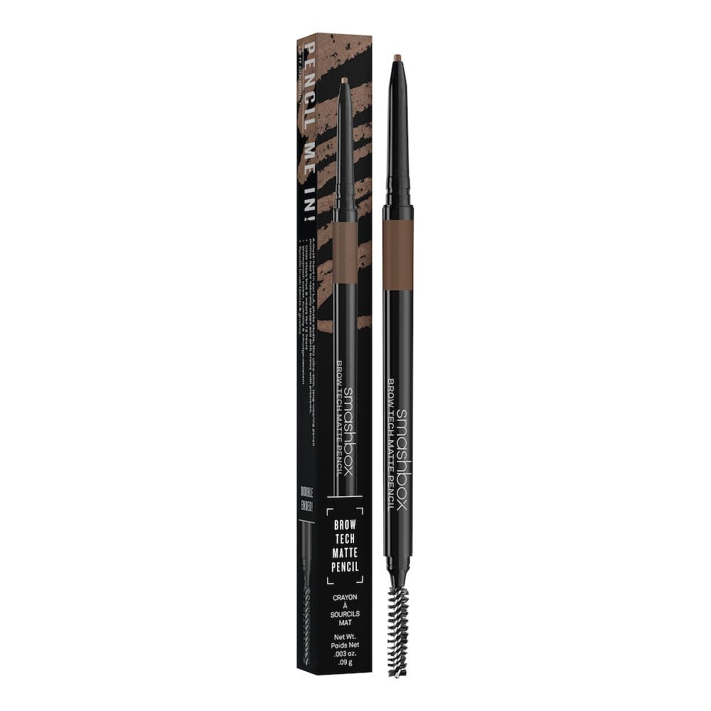 Smashbox Brow Tech Matte Eyebrow Pencil | Waterproof, Smudge Proof + Long Lasting Brow Pencil with Spoolie Brush, Taupe