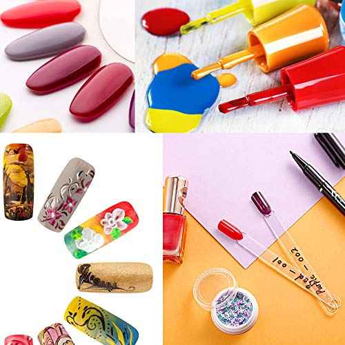 150 Pcs Clear Nail Swatch Sticks with Ring, Fan Shape Nail Art Polish Display Tips, False Nail Sample Sticks, Nail Practice Color Display, Transparent Polish Board for Nails