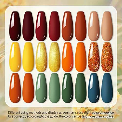 UR SUGAR Gel Nail Polish Set, 12 Colors Red Green Glitter Burnt Orange Yellow Burgundy Color All Season Soak Off Gel Polish Collection Home Nail Salon Gift Box for Women