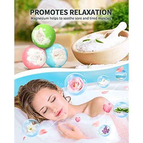 Light Up Bath Bombs with Surprise Inside, 4.23 oz XL Natural Gift Set 6 with Essential Oils, Magnesium Large Bath Bombs for Women Relaxing Spa Skin Moisturize Gifts for Women