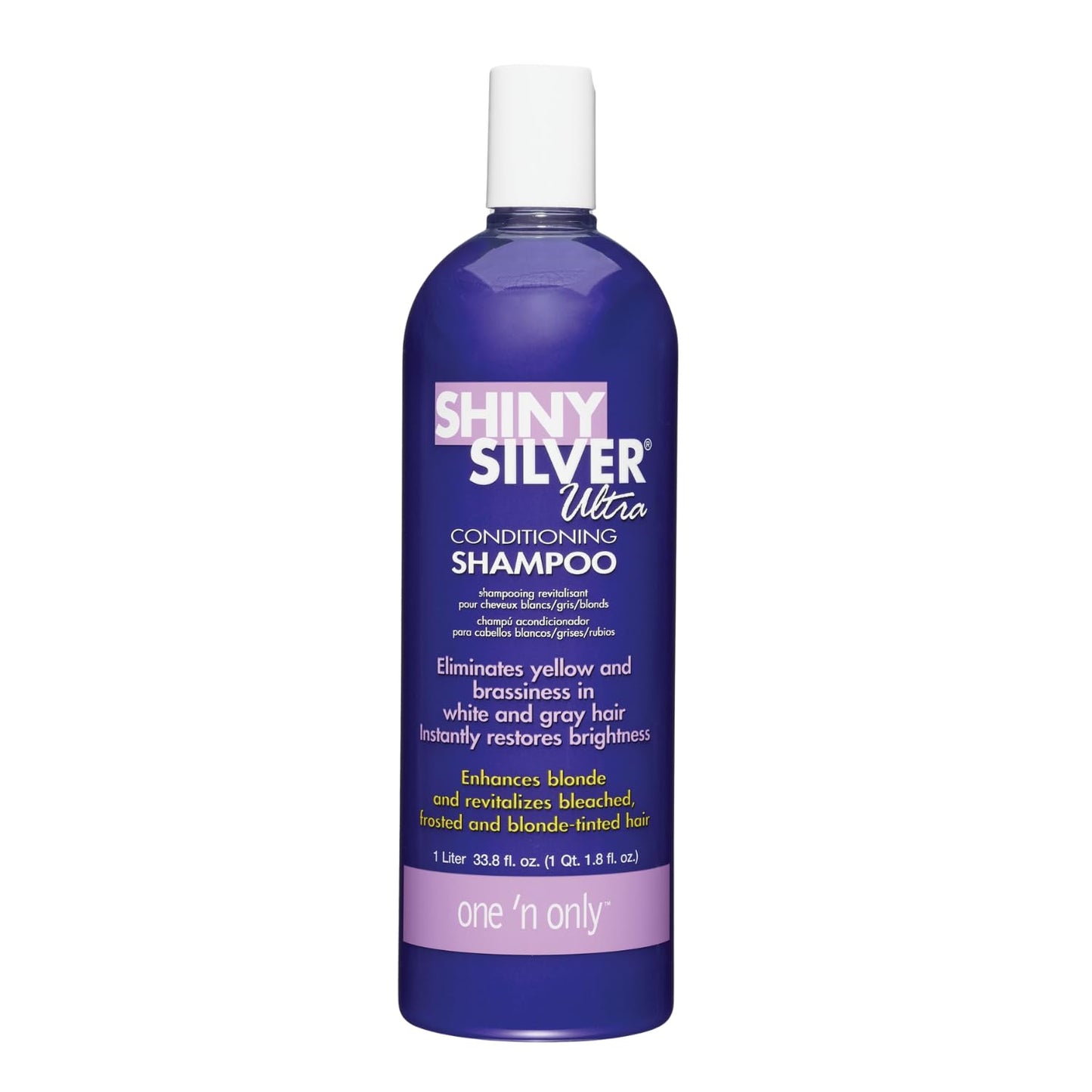 One 'n Only Shiny Silver Purple Shampoo - Argan Oil Toning Hair Shampoo for Blonde, Gray, White & Highlighted Hair - Moisturizes, Brightens & Reduces Brassiness (1 Liter)