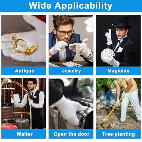 3 Pairs White Cotton Gloves for Dry Hands Sleeping, Premium Cotton Gloves for Eczema Lotion, Hand Gloves Moisturizing Overnight, White Gloves for Women & Men, Work Glove for Coin Jewelry Silver