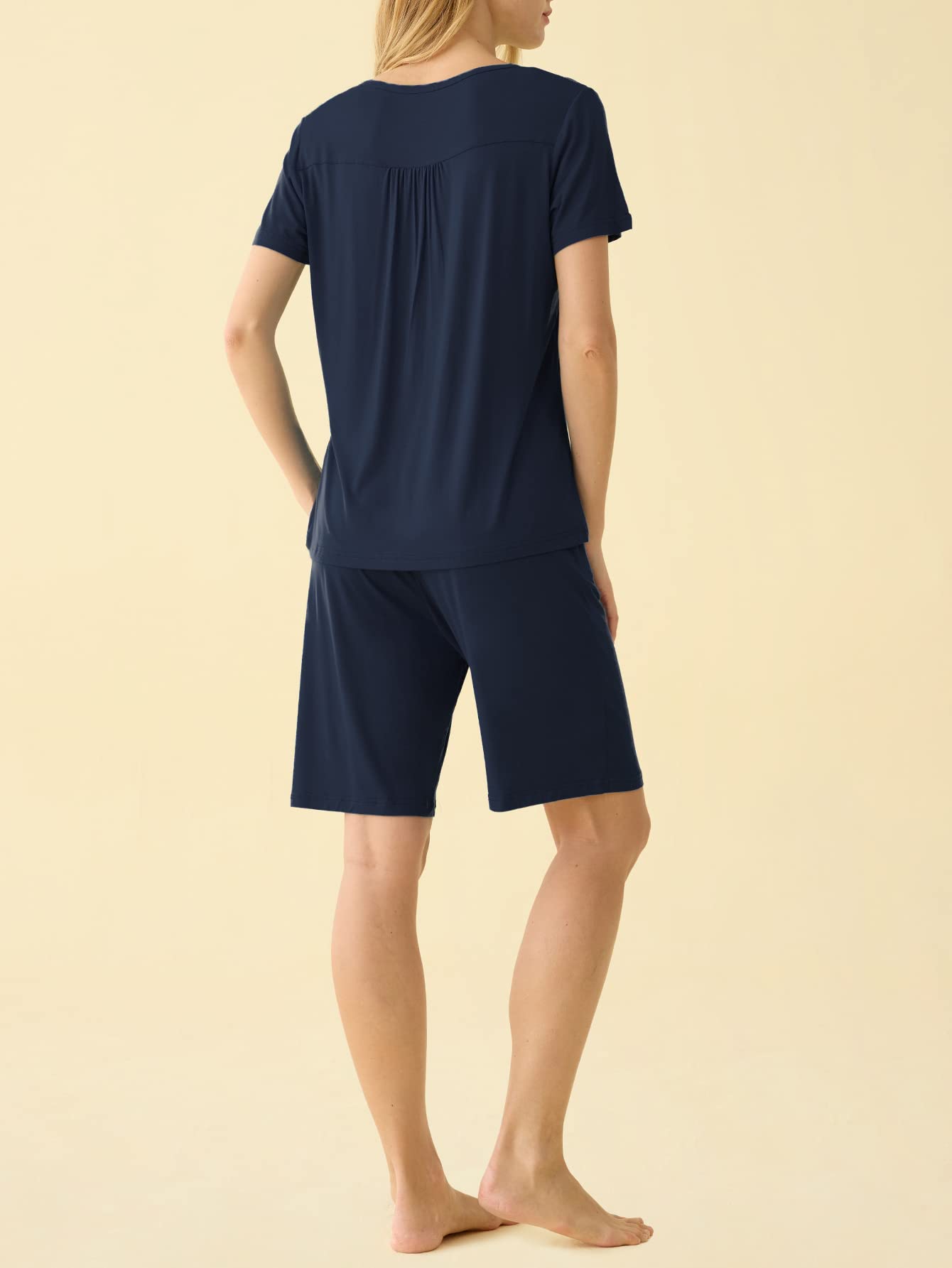 Latuza Women's Viscose Bermuda Shorts Pajama Set L Navy