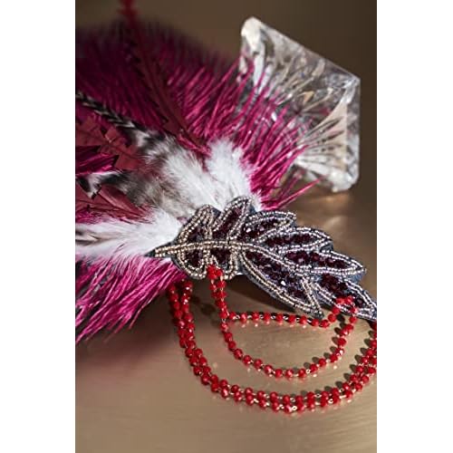 BABEYOND 1920s Headpiece Flapper Headband - Roaring 20's Sequined Showgirl Hair Band with Feather