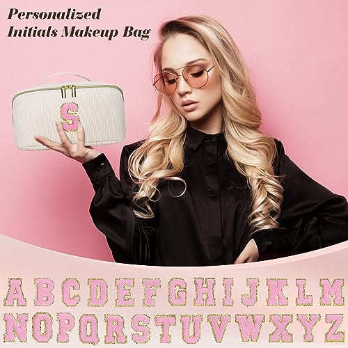 Personalized Initial Makeup Bag,Christmas Gifts for Girl,Preppy Bag Cosmetic Travel Bag Women,Travel Toiletry Organizer,Large Capacity Corduroy Stuff Bag,Cute Cosmetic Pouch Skincare Bag-Z