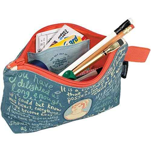 The Unemployed Philosophers Guild Jane Austen Bag - 9" Canvas Zipper Romance Themed Pouch for Pencils, Tools, Cosmetics, Toiletries and More