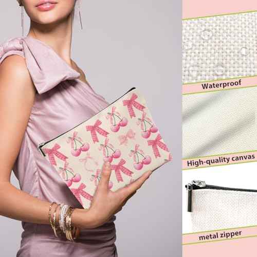 4Pcs Pink Coquette Bow Makeup Bag, Preppy Cosmetic Bags Zipper Pouch Travel Toiletry Bag, Pink Trendy Gifts for Women Girls Coworker Friends Travel Storage Accessories Birthday Christmas Gifts-2