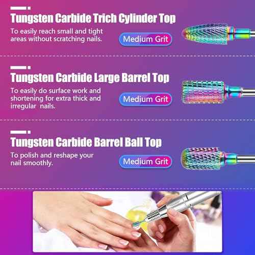 30Pcs Nail Drill Bits Set: 3/32 Inch Carbide Cuticle Ceramic Diamond Nail Bits for Nail Drill for Acrylic Gel Nail Manicure Pedicure Remover Tools for Home Salon