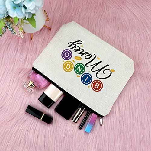 Sfodiary 3Pcs Bingo Game Gift Makeup Bag Gambling Gift for Women Bingo Lover Player Cosmetic Bag Casino Lovers Present Christmas Birthday Present Zipper Travel Cosmetic Pouch