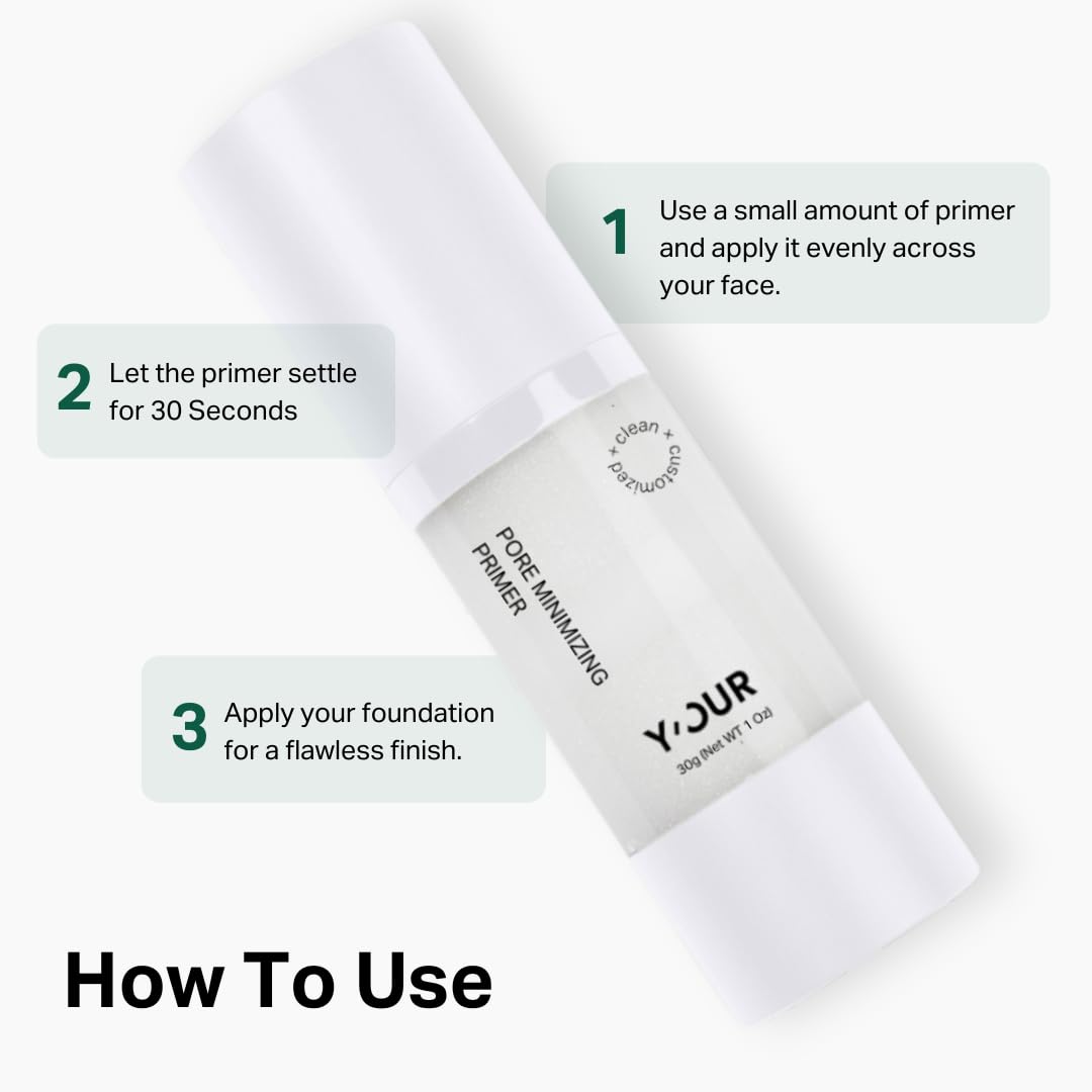 Y'OUR Pore Minimizer Face Primer, Gripping & Blurring Makeup Primer with Vitamin C & E, Oil Control & Brightening, Retinol-Infused Anti-Aging Formula, Soft-Focus Finish, 2-in-1 Primer & Makeup Base