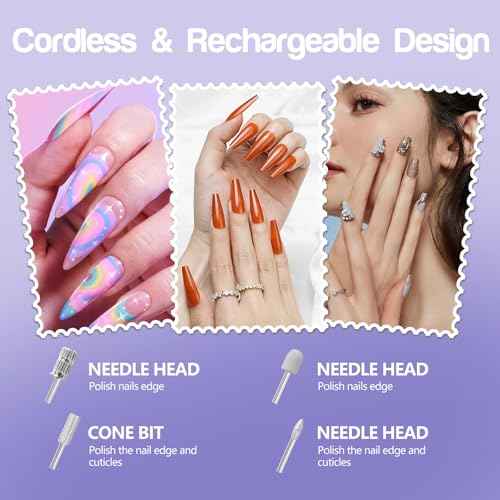 Electric Nail Drill Machine Handheld Flat Light 2-in-1 for Beginners Acrylic Gel Nails Manicure Pedicure Polishing Shape Tool with 8 Bits Gel Nails and Home Salon Use