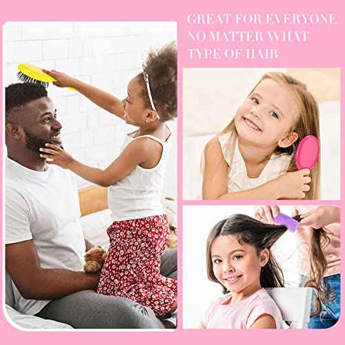 Nuogo 24 Pcs Mini Wet Hair Brush Combs Set Travel Detangling Soft Bristles Wet Dry Kids Hair Brush 12 Detangler Small Brushes 12 Plastic Combs for Baby(Bright Color)