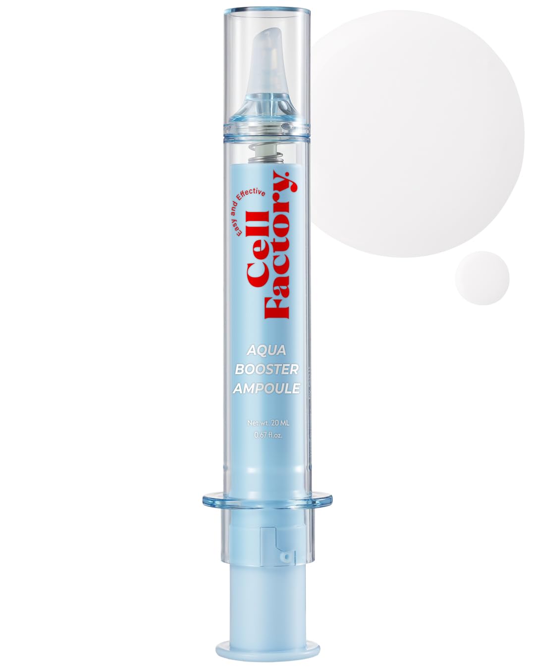 CELL FACTORY Aqua Booster Ampoule - Peptides 30,100ppm, Hydrating & Firming Serum with 8 Types of Hyaluronic Acid & & Squalane - Non-Sticky Refreshing Formula, Intensive Moisturization, 0.68 fl.oz.