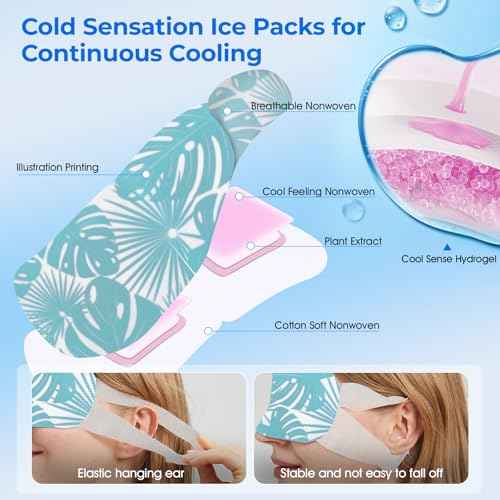 Hydrogel Self Cooling Eye Mask,Cold Eye Mask for Puffy & Burning Eyes,Cold Compress for Fast Relief with Fatigue and Headaches, Individually Wrapped Cool Care Travel Essentials,32 Packs