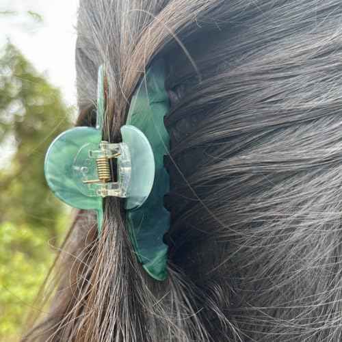 Large Hair Claw Clips - Strong Hold Green Clamps for Thick Hair, Non-Slip Jaw Clips for Women (4PCs)