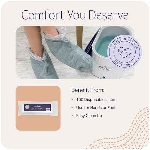 Therabath Disposable Mitt and Boot Liners, for Arthritis and Skin Therapy, Paraffin Wax Liners for Hands and Feet, Use with Insulated Mitts and Boots, for Home and Spa, Made in the USA, 100 Count