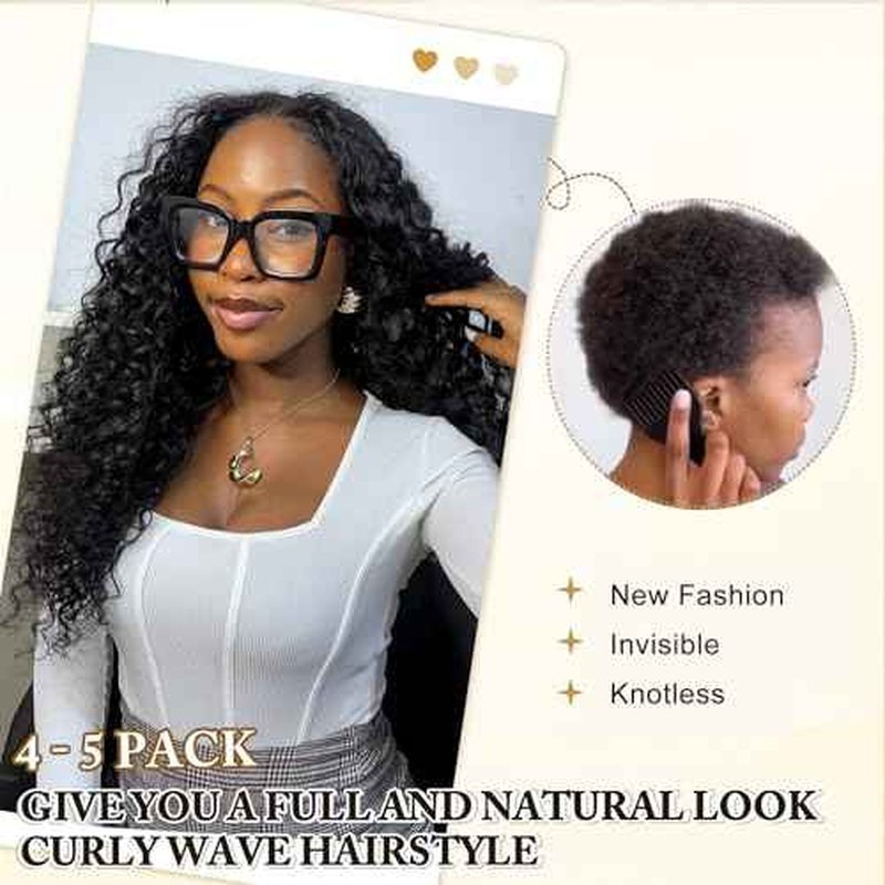 Gogo Curl Human Crochet Hair Knotless Invisible Feather Crochet Human Hair for Black Women 18 Inch Pre Looped Deep curly Wave Hair Extensions Natural Black 120g 100 Strands