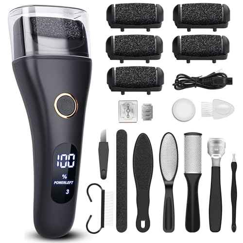 Electric Foot File Callus Remover for Feet - 6pcs Larger Grinding Head&3Speed, Pedicure Kit Foot Scrubber Deadskin Callus Remover, Foot Care Kit Pedicure Tools for Dead Skin Callus Hardskin Dry Cracks