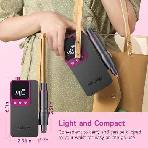 Electric Nail Drill Professional, Portable Nail File for Acrylic Gel Nails, Cordless Rechargeable Ultra Power Nail Drill Kit 40000RPM, HMC320 Salon-Grade Efile Nail Machine (Dark Grey)