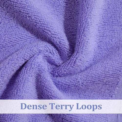 Tudomro 15 Pcs Washcloths Bulk 13 x 13 Inch 100% Cotton Wash Cloths Set Soft Absorbent Face Cloths Face Towels Quick Drying Hand Fingertip Towels for Hotel, Gym, Bathroom, Spa(Purple Series)