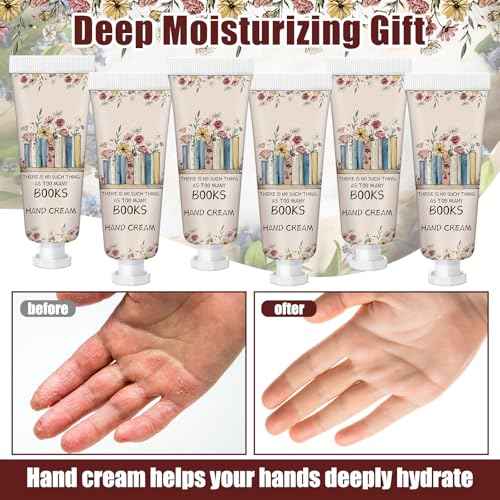 Leelosp 12 Pcs Christmas Hand Cream Mini Book Lover Gift for Women Hand Lotion Travel Size for Dry Cracked Hands Book Club Gifts Bulk Christmas Stocking Stuffer