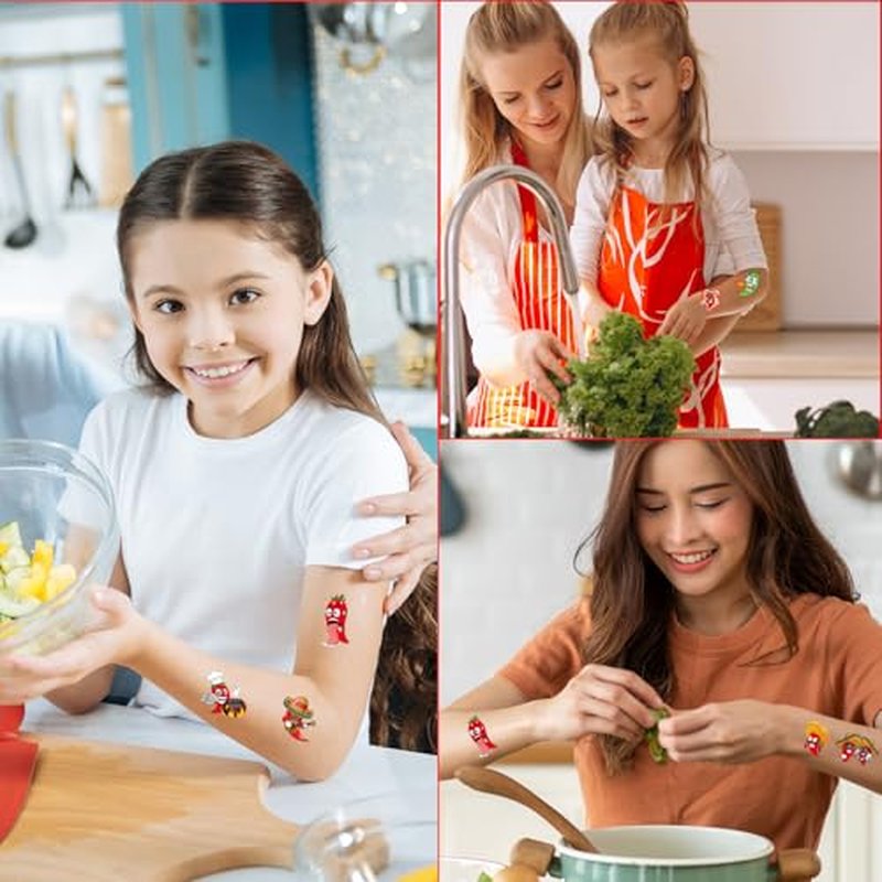 Chili Cook off Temporary Tattoos - Lovarywow 200+ Chili Cook off Decorations for Party Cute Pepper Temporary Tattoos Stickers Gifts Chili Cookoff Prizes Rewards Red Pepper Party Supplies Favors Decor