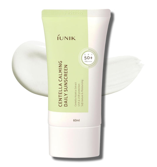 IUNIK Centella Calming Moisture Daily Sunscreen SPF 50+ PA++++ Matte & No White Cast Centella Asiatica Dry Oily Sensitive Vegan Korean Skincare