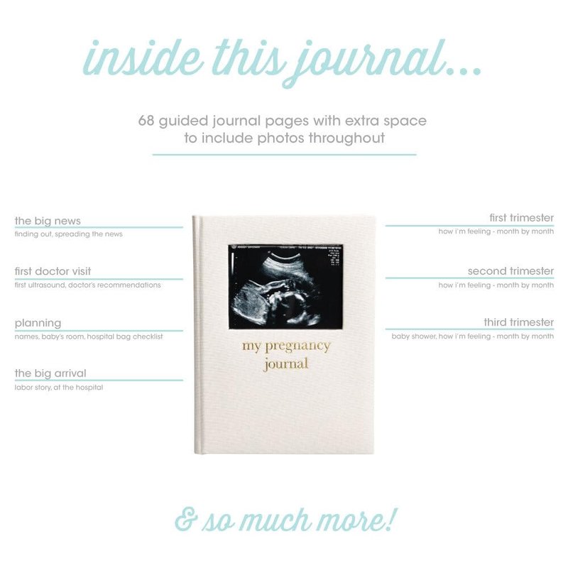 Pregnancy Journal - Linen Guided Memory Book with Sonogram Photo Insert | Beige