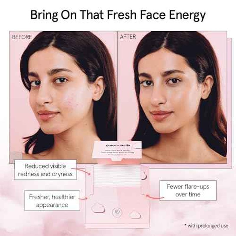 grace & stella Disposable Face Towels - Travel Essentials - Ultra-Soft & Absorbent Face Wipes Towelettes - XL Facial Towels for Cleansing & Makeup Removal - Lint-Free Facial Tissue - Vegan (60 Count)