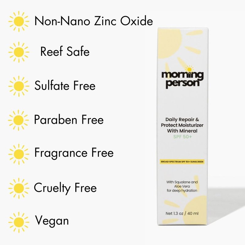 Mineral SPF 50+ Face Moisturizer - Non-Nano Zinc Oxide & Squalane | Fragrance-Free, Reef Safe | Ideal for Women 35+