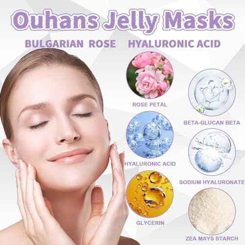 Jelly Mask Set,Hyalorunic Acid Jelly Masks For Facials Professional,Rose Hydro Jelly Face Mask,with Facial Mask Mixing Bowl Set,Headband,Birthday Gifts for Women,Gift Set for Valentine's, Mother's Day