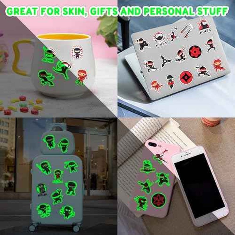 96 PCS Ninja Pre-Cut Luminous Temporary Tattoos for Kids Birthday Themed Party Supplies Decorations Favors 8 Sheets Decor Super Cute Cartoon Stickers Tattoo School Rewards & Gifts for Boys & Girls