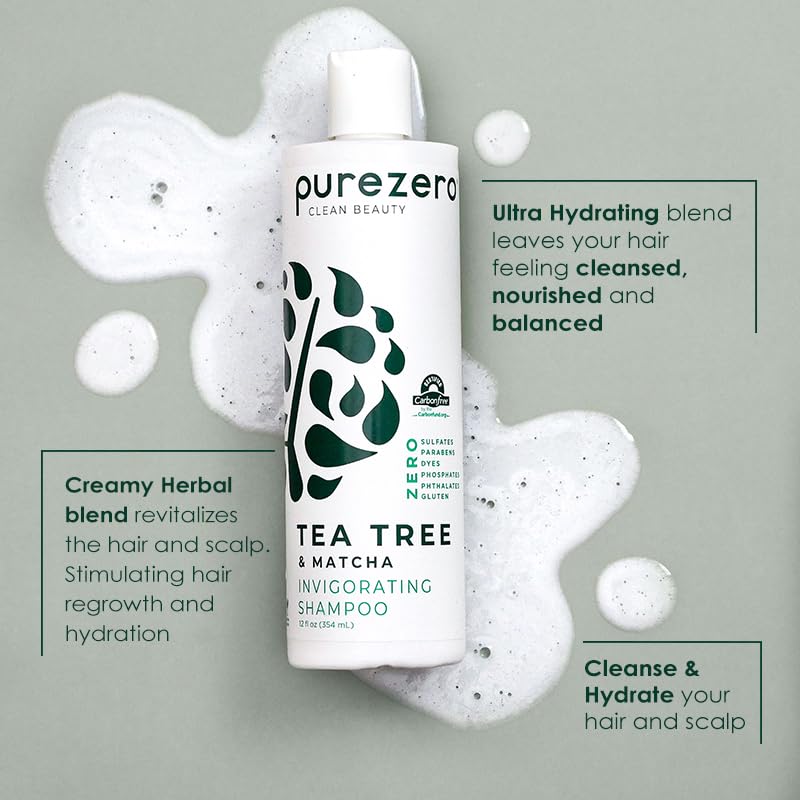 Tea Tree & Matcha Shampoo and Conditioner Set - Nourishing Scalp Treatment | Vegan, Sulfate-Free, 12 Fl Oz (Pack of 2)