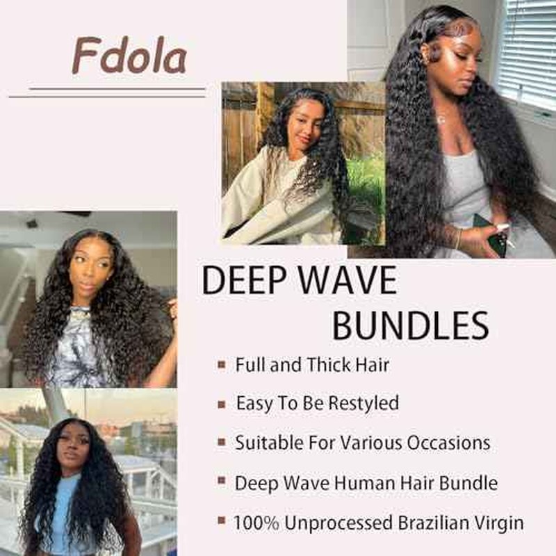 Human Hair Bundles One Bundle 12A Brazilian Virgin Human Hair Wet and Wavy Bundles 22 Inch 100% Unprocessed Deep Curly Weave Human Hair Extensions Natural Black Remy Hair Bundles