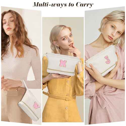 Makeup Bag for Girls Gift, Personalized Christmas Gifts Initial Women Makeup Bag for Travel, Double Layer Cosmetic Bag with Brush Organizer Preppy Make up Bag for Teen Girl Trendy - H