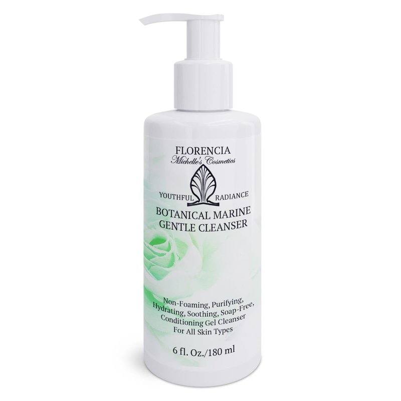 Florencia Botanical Marine Gentle Cleanser – Non Foaming Hydrating Purifying Face Wash with Marine Algae Seaweeds and Organic Botanicals for Dry Normal and Sensitive Skin – 6 Fl Oz