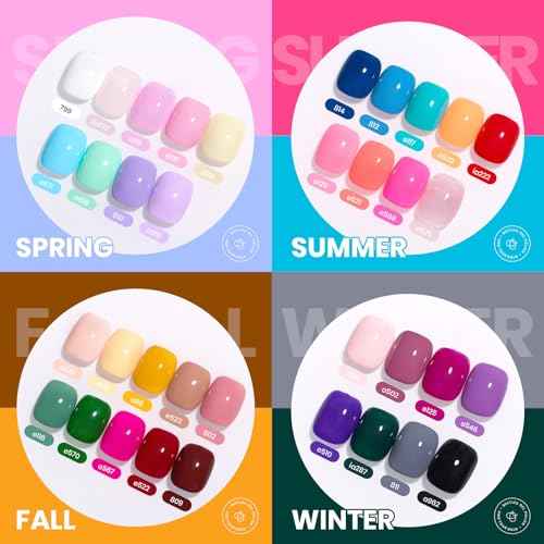 beetles Gel Polish Vivid Seasons, Fall Gel Nail Polish Set, 36 Colors Yellow Burgundy Purple Pink Jelly Shades, 45pcs with Base & Top Coat, UV LED Soak Off DIY Salon Set, Gift for Women & Girls