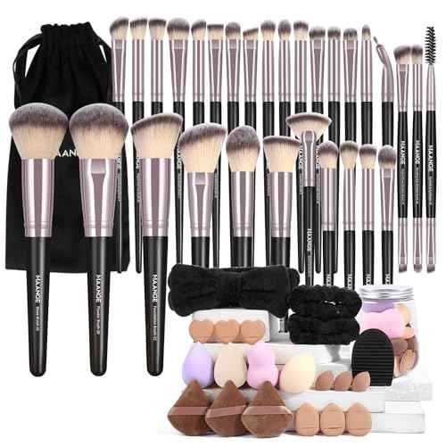 MAANGE Makeup Brushes 51 Pcs Makeup Kit, Multi-functional Makeup Tool Set with Makeup Brush Foundation Brush Make up Brushes Set (Black Gold)