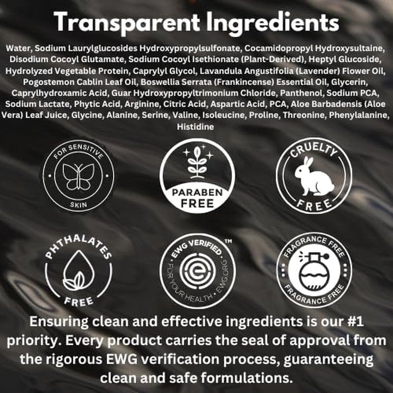 HygieneLab Shampoo - EWG Verified Non-Toxic Formula, Fragrance-Free & Paraben-Free, Gentle Cleanse for All Hair Types, Premium Quality(16.9 fl oz)