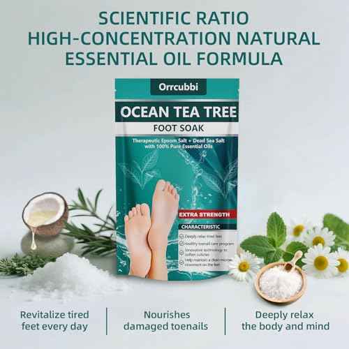 EXTRA STRENGTH Ocean Tea Tree Oil Foot Soak Salt ? Dead Sea & Epsom Salt with Natural Essential Oils ? Foot Bath for Odor, Callus Softening & Toenail Care ? Relax Tired Feet, Home Spa Use 16oz
