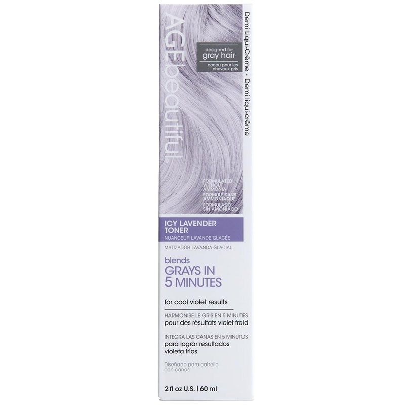 AGE beautiful Icy Lavender Demi Hair Toner, 5-Minute Cream Toner to Blend & Enhance Gray Hair with Cool Violet Tones, Eliminates Brass, Ammonia-Free, Professional Salon Color