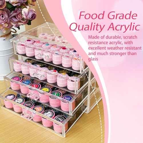 4 Tier Nail Art Decoration Storage Box£¬Acrylic Make Up & Jewelry Organizer with Drawers, Cosmetic Storage for Dresser Countertop and Bathroom£¬Beauty Holder for Lipstick Brush