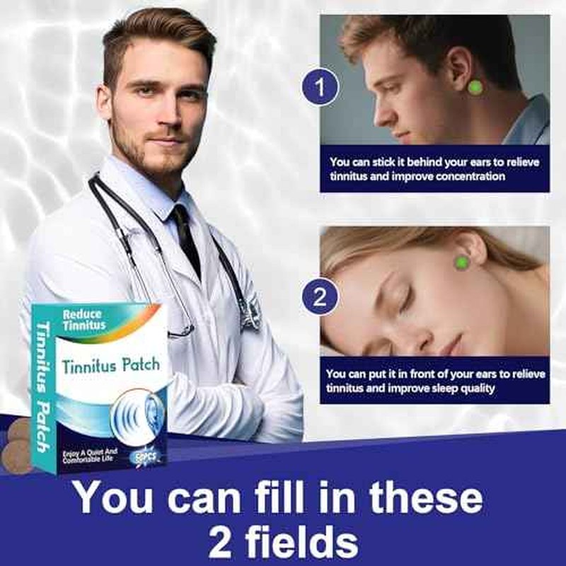 Tinnitus Relief for Ringing Ears, Tinnitus Relief Patches, Effective Tinnitus Treatment can Reduce Tinnitus, Relieve Hearing Loss, and Improve Ear discomfort, 50PCS-A