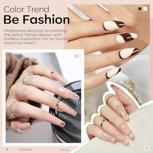 modelones Nude Gel Nail Polish Set -6 Colors Neutral Milky White Pink Brown Gel Polish Kit Skin Tones Soak Off Nail Kit Manicure DIY at Home Nail Art Salon Gift