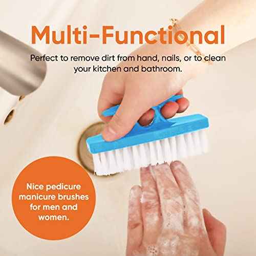 Superio Nail Brush Cleaner with Handle - Durable Brush Scrubber To Clean Toes, Fingernails, Hand Scrubber All Surface Cleaning, Blue Heavy Duty Scrub Brush Stiff Bristles, Easy To Hold