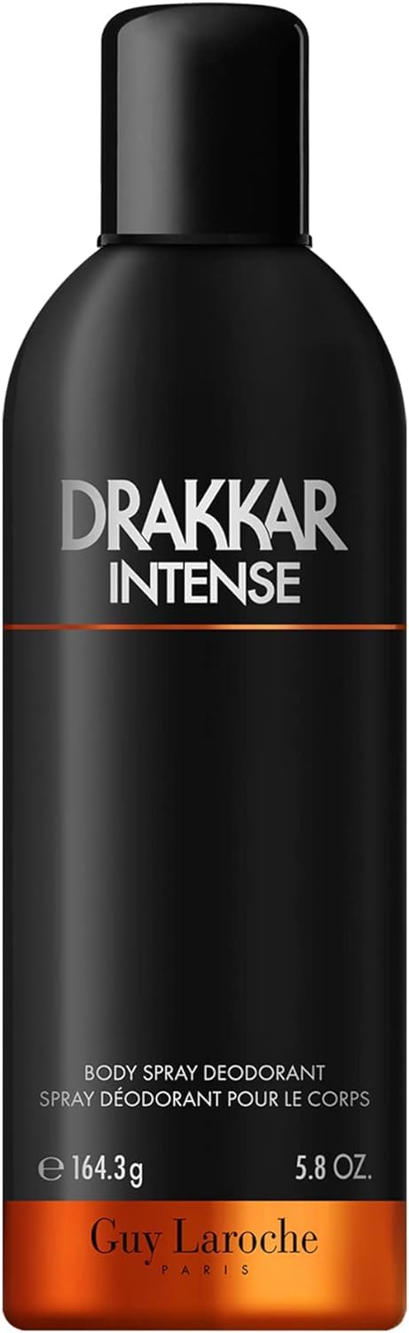 Guy Laroche Drakkar Intense, Seductive & irresistible Body Spray, Ambery fougere fragrance, Long Lasting Mens Cologne, Body Spray for Men 5.8 Fl.Oz
