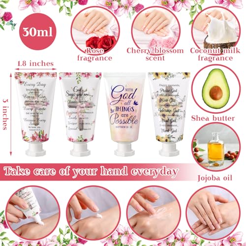 24 Pcs Christian Hand Cream Bulk Gifts for Women Breast Cancer Awareness Favors Bible Verse Lotion Scripture Travel Hand Lotion for Dry Cracked Bulk Religious Gifts for Women (Cross Style)