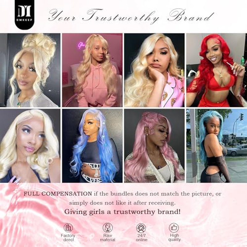 DMKEEP 613 Bundles Human Hair 20 Inch - 12A Blonde Body Wave Bundles 100% Unprocessed Brazilian Virgin Hair Single Bundle 100g Quick Weave Real Human Hair Extensions