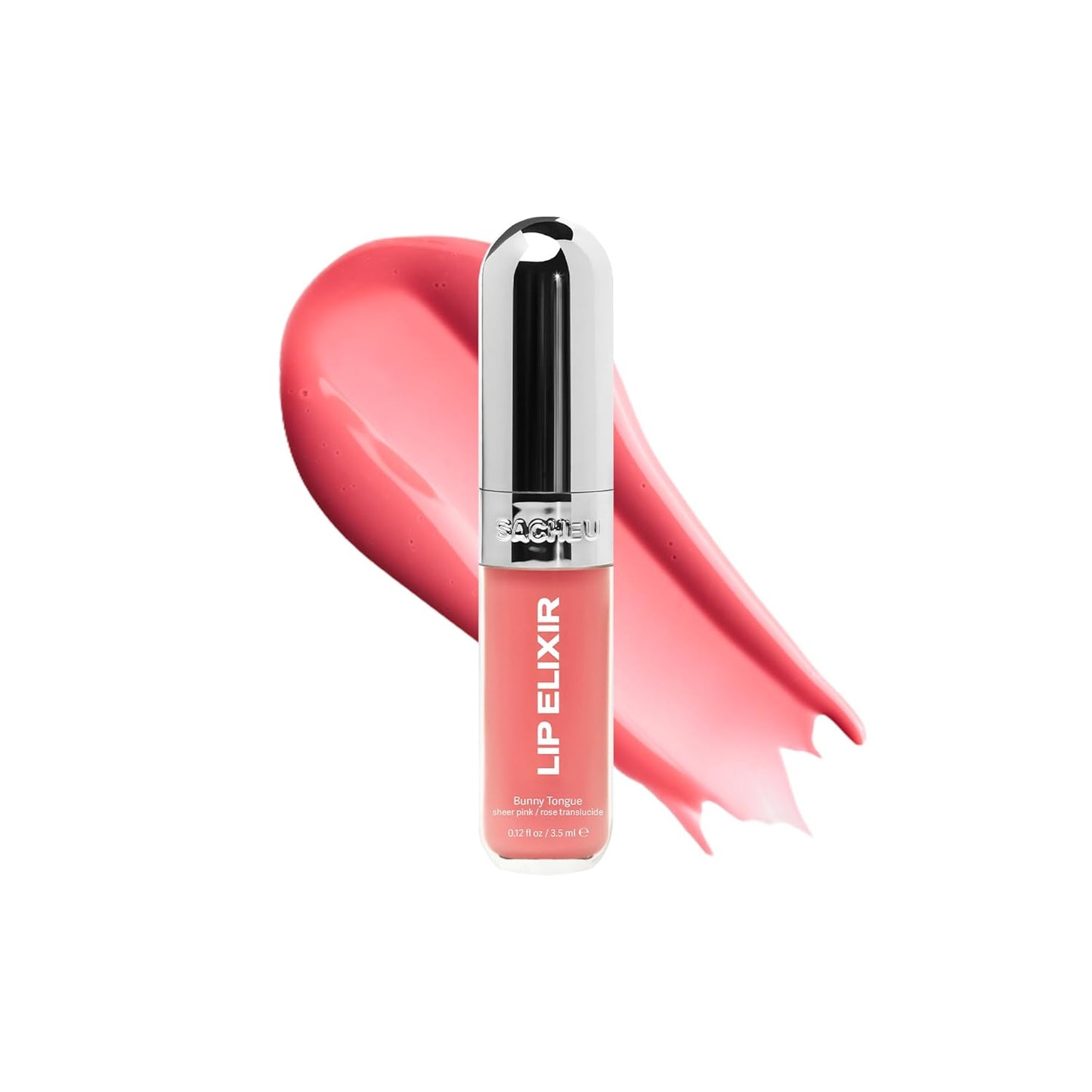 Sacheu Lip Elixir - Nourishing Hydrating Lip Gloss with Collagen | Non-Sticky High-Shine Finish (Bunny Tongue)